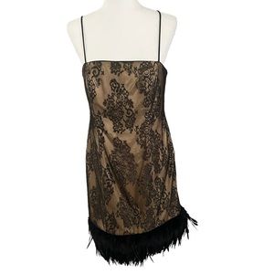 Ignite Evenings by Carol Lin NWT Evening Gown Foil Lace Dress Black/Gold Size 12